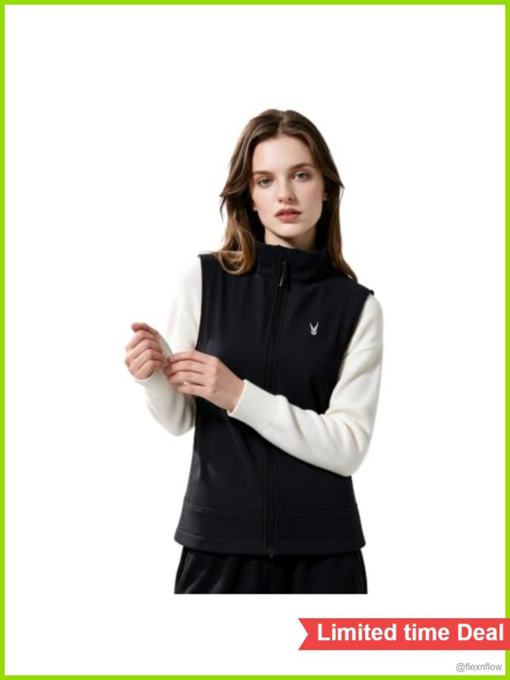 Women's Fleece Lined Softshell Vest Zip Up Lightweight Sleeveless Jacket